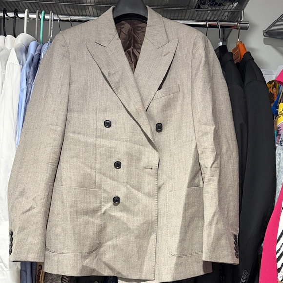 Reiss Light Brown Double-Breasted Blazer